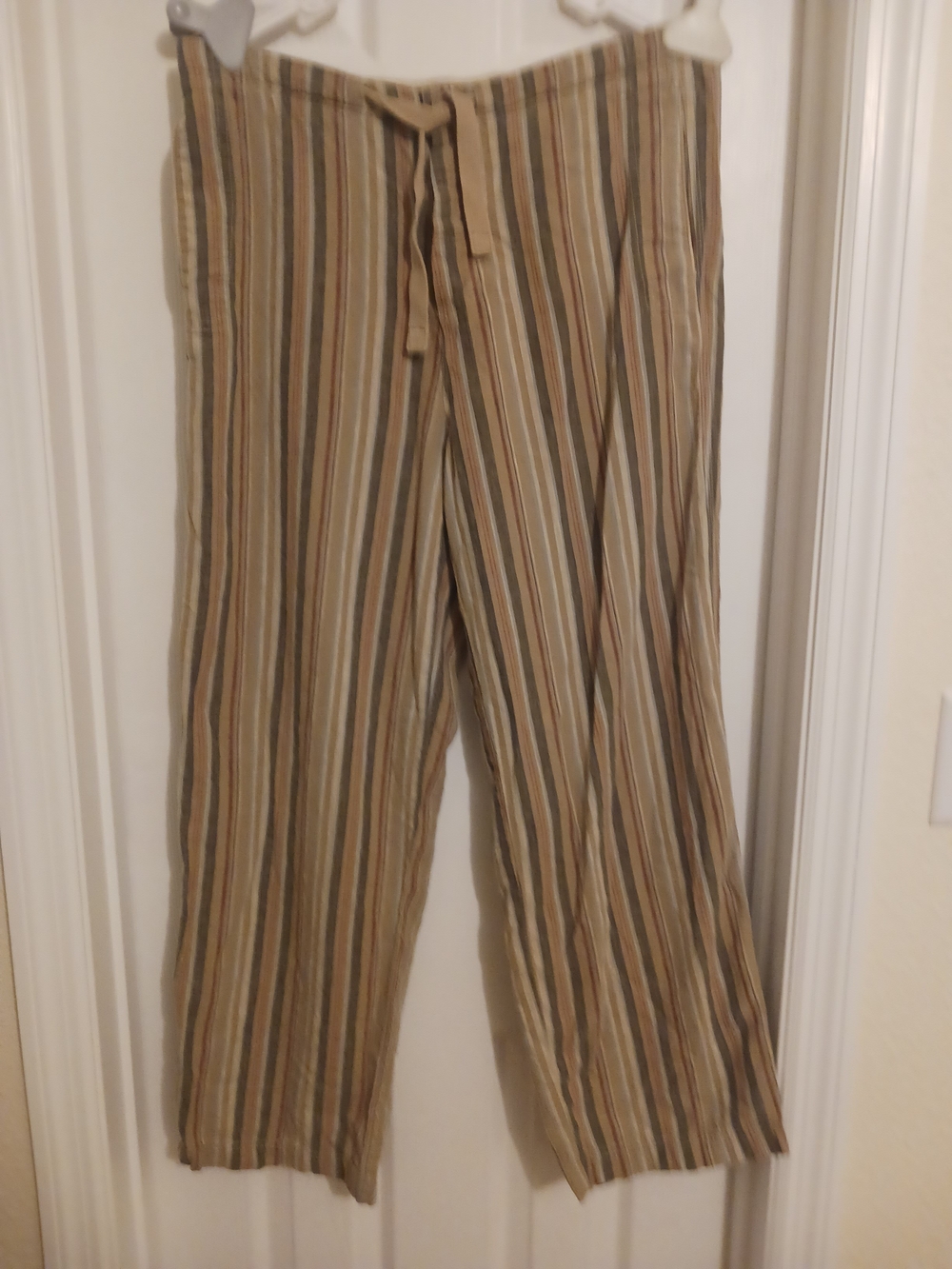 Gap body Vtg 2003 Multicolor Striped Drawstring Snap Front Linen Blend sz Small
